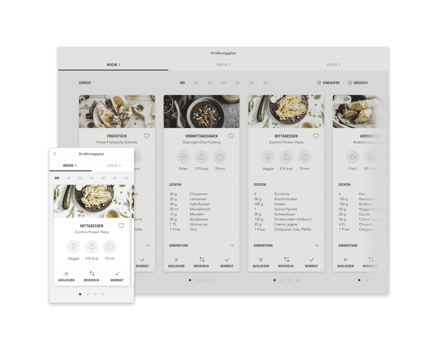 INJOY Ernährungsplan Plan mit Mahlzeiten (Desktop responsive Ansicht Beispiel Tag) INJOY Ernährungsplan Plan mit Mahlzeiten (Desktop responsive Ansicht Beispiel Tag)